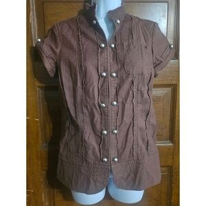 Vanity Ruffled Structured Button Down Shirt